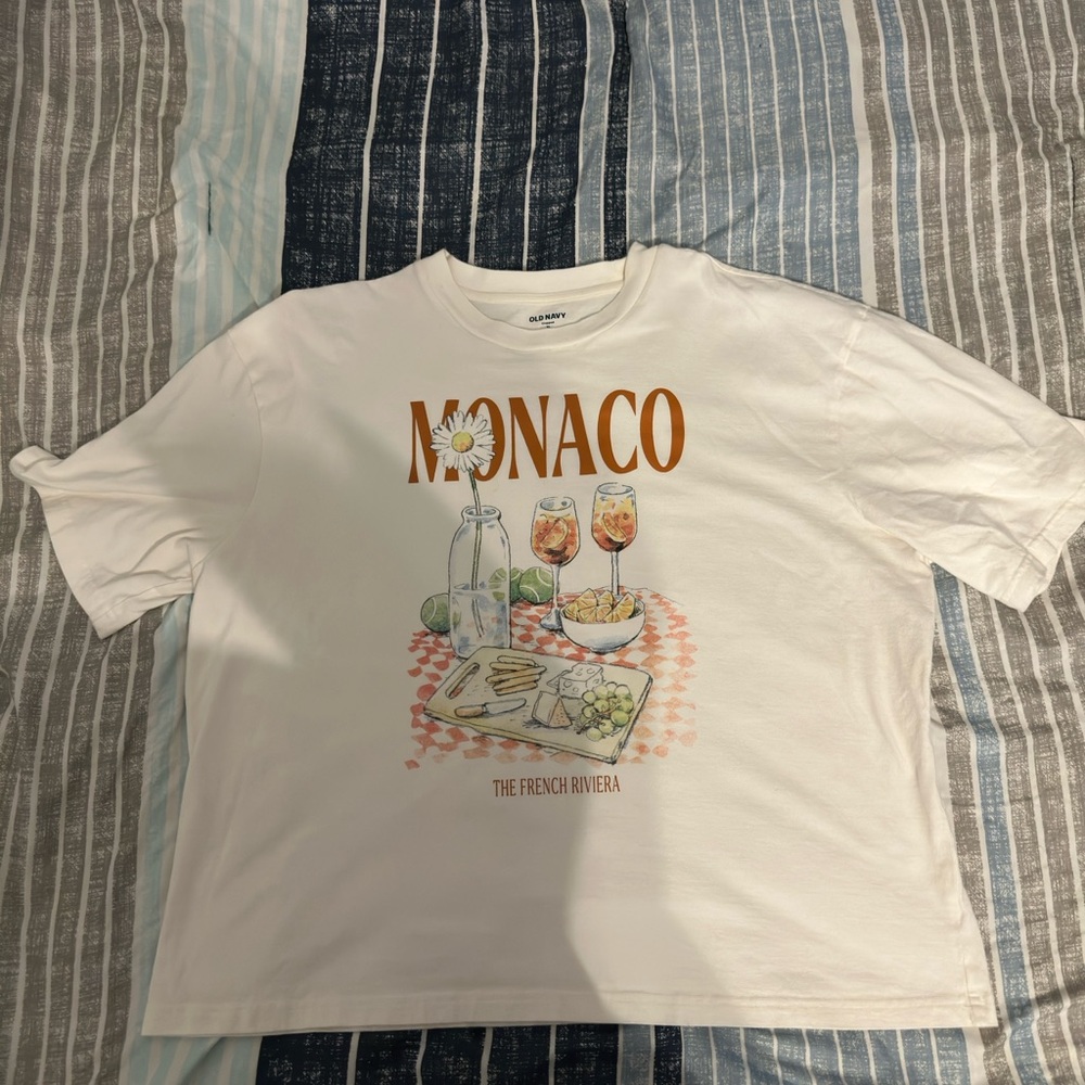 Old Navy Monaco Graphic Cropped T-Shirt - White and Orange